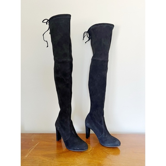 Stuart Weitzman • Highland Boot over the knee thigh high black suede heeled - Picture 8 of 13